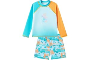 Angel season Boys Swimsuit Toddler Rash Guard Swim Set Long Sleeve Shirt with Swim Trunks Bathing Suit UPF 50+ Swimwear