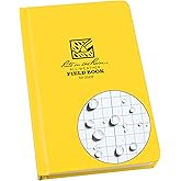 Rite in the Rain Weatherproof Hard Cover Notebook, 4.75" x 7.5", Yellow Cover, Field Pattern (No. 350F-X)