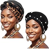 African Women Turban Caps Pre-Tied Twisted Turbans Head Scarf for Women Hair Wraps Cover Beanie Cancer Chemo Headwear