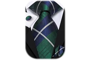 Hi-Tie Men 63inches Tie Set Extra Long Necktie Paisley Tie Pocket Suqare Cufflinks Big and Tall Men Tie