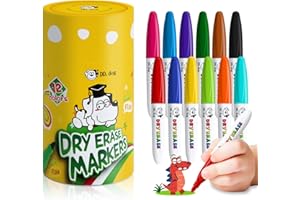 DD.DOG Mini Dry Erase Markers for Kids, Small 12 Colored Non-Toxic Fine Tip White board Markers, Low-Odor Whiteboard Markers Set for Classroom, Home & School Art Supplies (12 Pack)