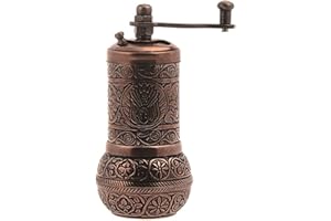 LaModaHome Antique Copper Manual Hand Grinder Mill for Turkish Greek Arabic Coffee Beans & Spice Pepper Salt, Brass