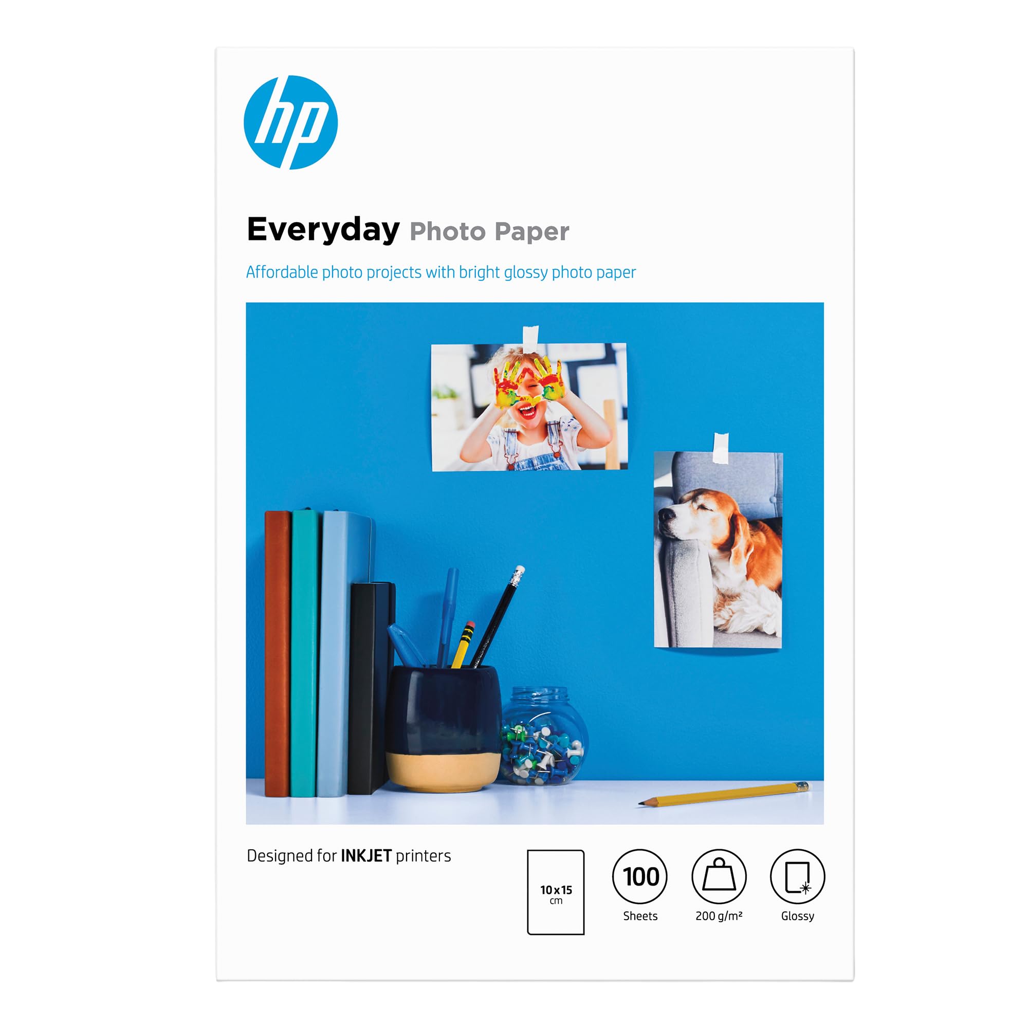 HP Everyday Photo Paper | Glossy | 10 x 15 cm (101 x 152 mm)| 100 sheets| 200 g/m2 | Works with inkjet printers | White | CR757A