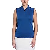 PGA Tour Womens Airflux Sleeveless Quarter Zip Golf Polo Shirt Moisture-Wicking Fabric