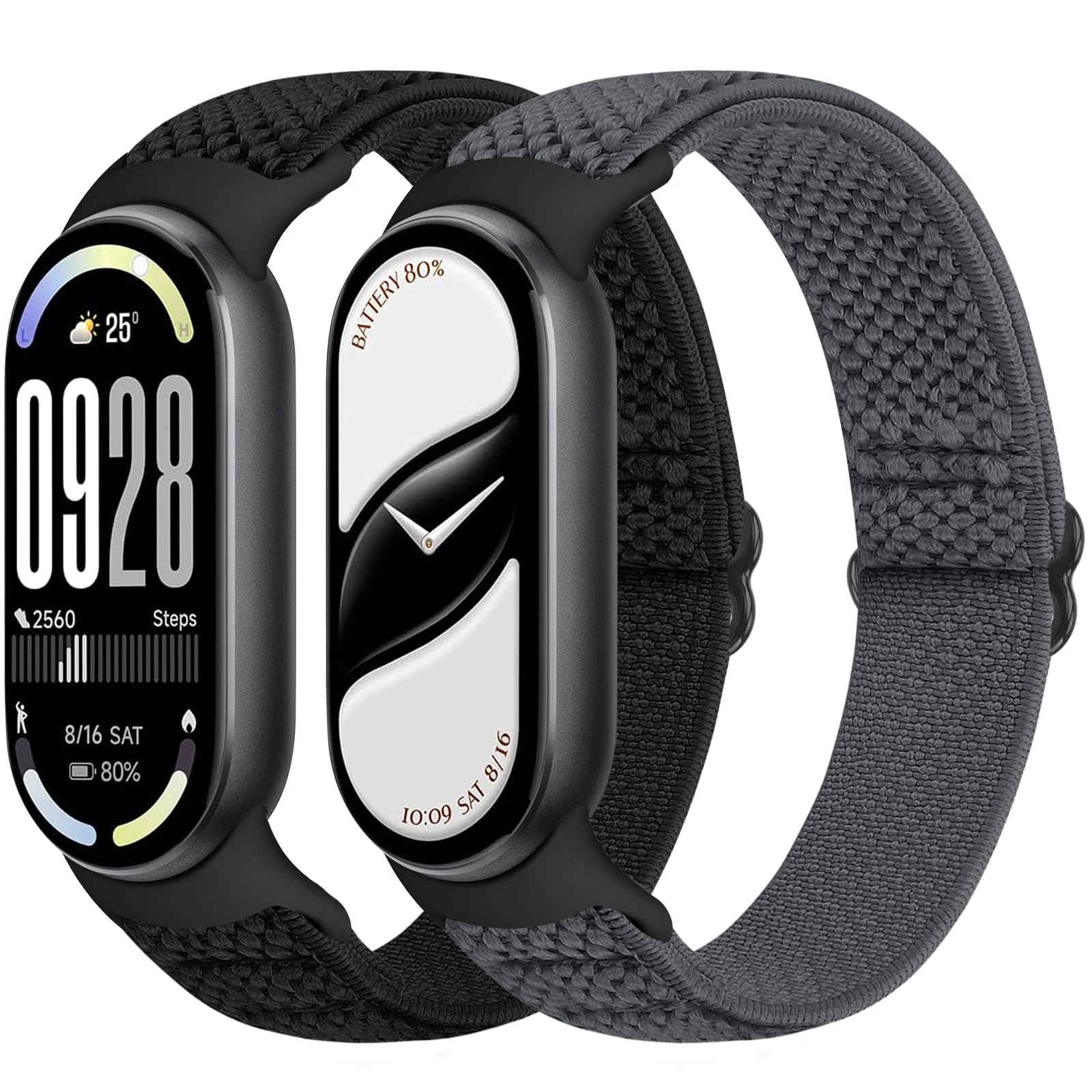 Runostrich Elastic Nylon Watch Strap Compatible with Xiaomi Smart Band 10/9/8 Sports Strap Soft Watch Band Adjustable Replacement Band for Women Men