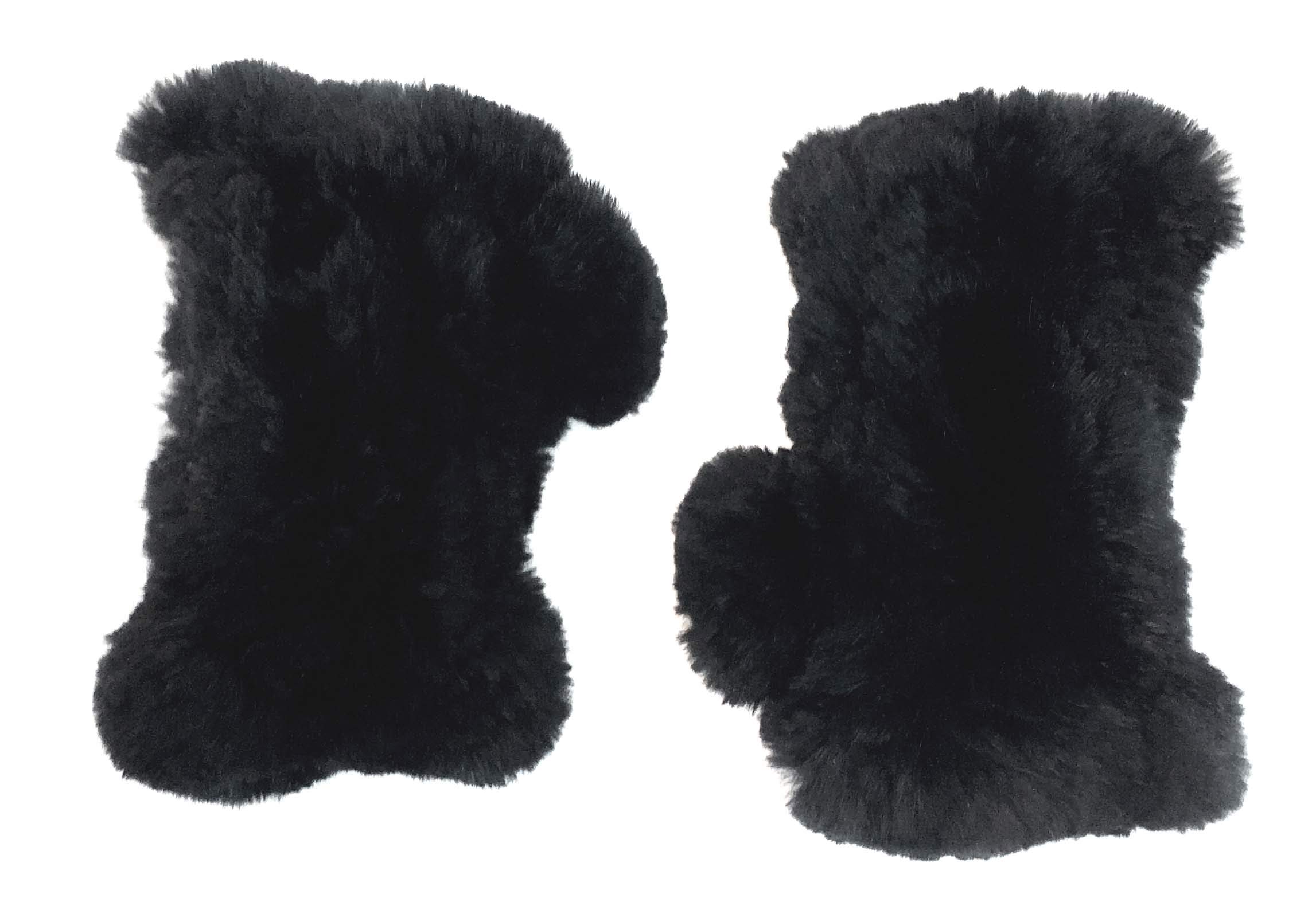 surell Sheared Rabbit Textile Knit Fingerless Glove - Winter Texting Mittens - Luxury Cold Weather Clothing