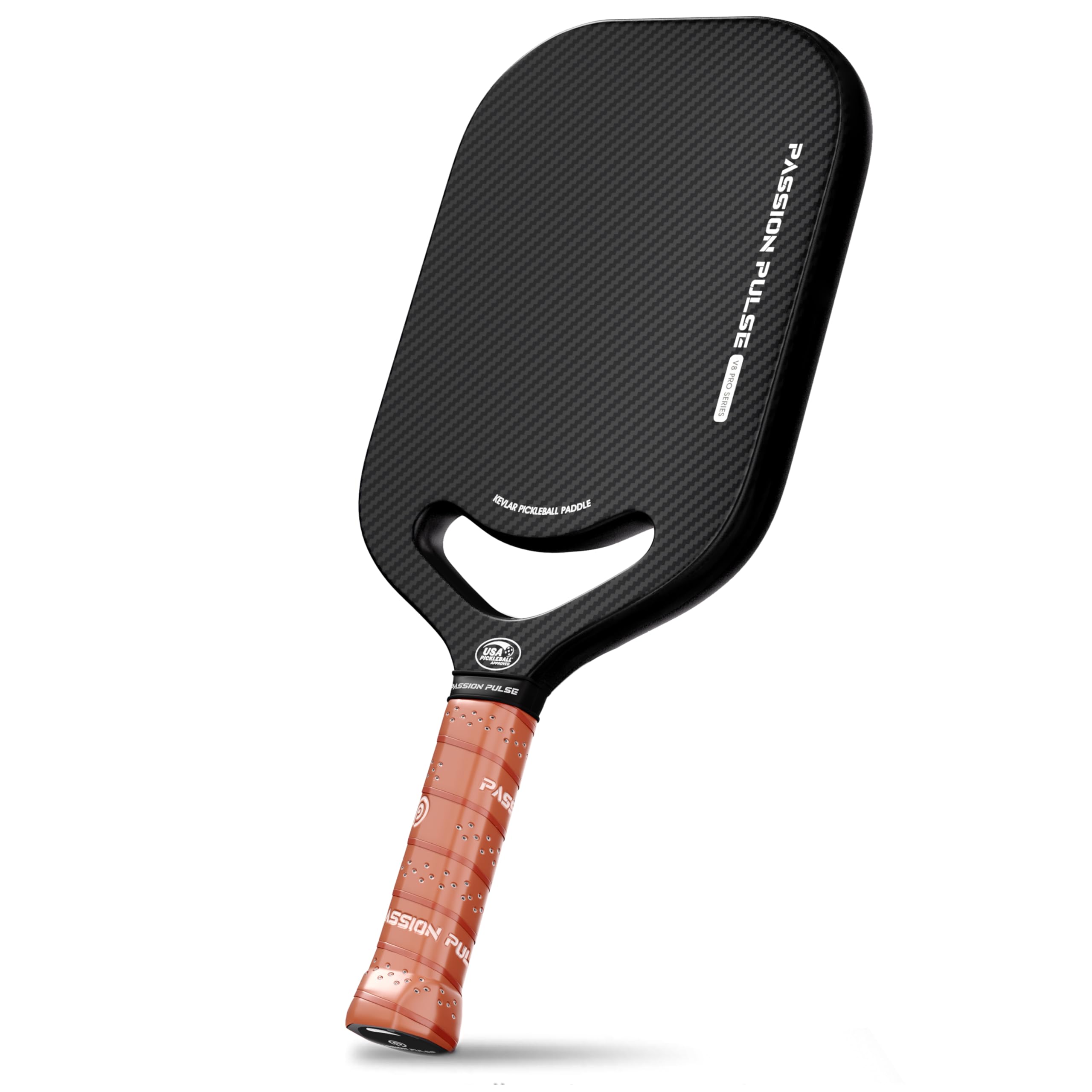 Photo 1 of V8 Pro Pickleball Paddle - T700 Carbon/Aramid Composite, Thermoformed Unibody, Edgeless & Lightweight, USA Approved (Black/White-16mm)