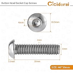 Cicidorai M6-1.0 x 30mm Button Head Socket Cap