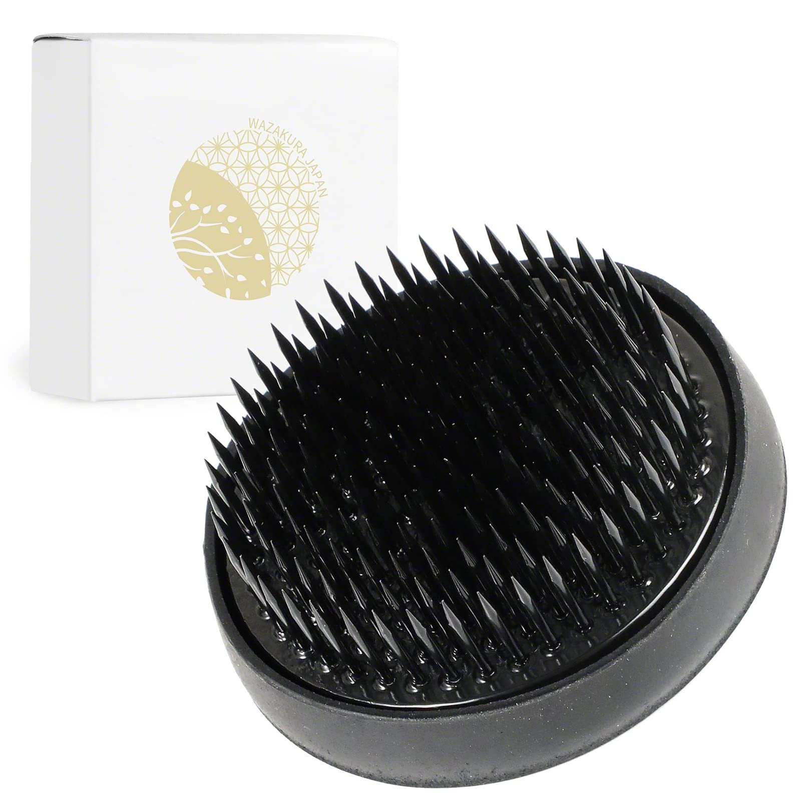 Wazakura Black Ikebana Kenzan 2.4" (61mm) Round Flower pin cushion, Made in Japan Arranging Accessories Pin Frog Tool - 2.4" Black Round Kenzan