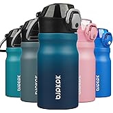 BJPKPK Insulated Water Bottle 14oz Stainless Steel Water Bottles with Straw and Carry Handle Double Wall Metal Thermal Flask,Indigo Black