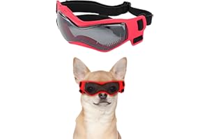 Kagoty Small Dog Goggles Small Breed, Small Dog Sunglasses UV Eye Protection for Medium Breed Dogs, Doggy Goggles Puppy Eyewear Glasses Pet Sunglasses, Red