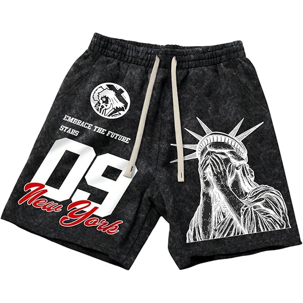Drawstring Waist Casual Shorts SOLY HUX Men's Striped Track Shorts - Drawstring Waist Casual Sweat Shorts With Pocket Graphic Shorts Men