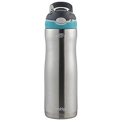 Contigo Stainless Steel Water Bottle | Vacuum-Insulated Water Bottle | Autospout Ashland Chill Water Bottle, 20 Oz, Stainless/Scuba