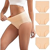 INNERSY Women's Cotton Underwear High Waist Ladies Briefs Full Coverage Panties 4-Pack