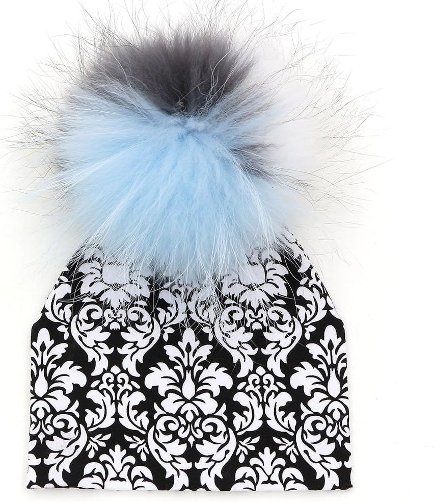 GZHilovingL 0-3 Months Baby Hats Newborn Infant Beanie with Real Fur Pom Pom Winter