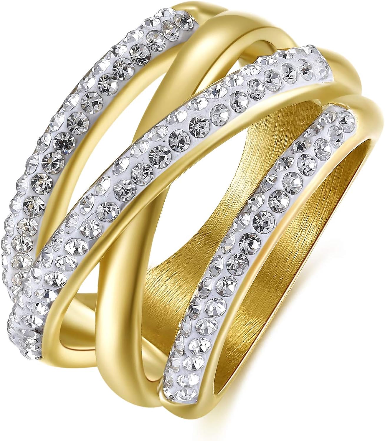 LOGAGA Gold Statement Rings for Women Girl 14MM Wide Fashion Chunky