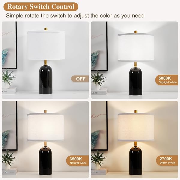 GYROVU MODERN CERAMIC TABLE LAMP SET OF 2, BLACK BEDSIDE LAMP 21.5″ TALL NIGHTSTAND LAMP END TABLE LAMPS FOR LIVING ROOM BEDROOM (BULBS INCLUDED)