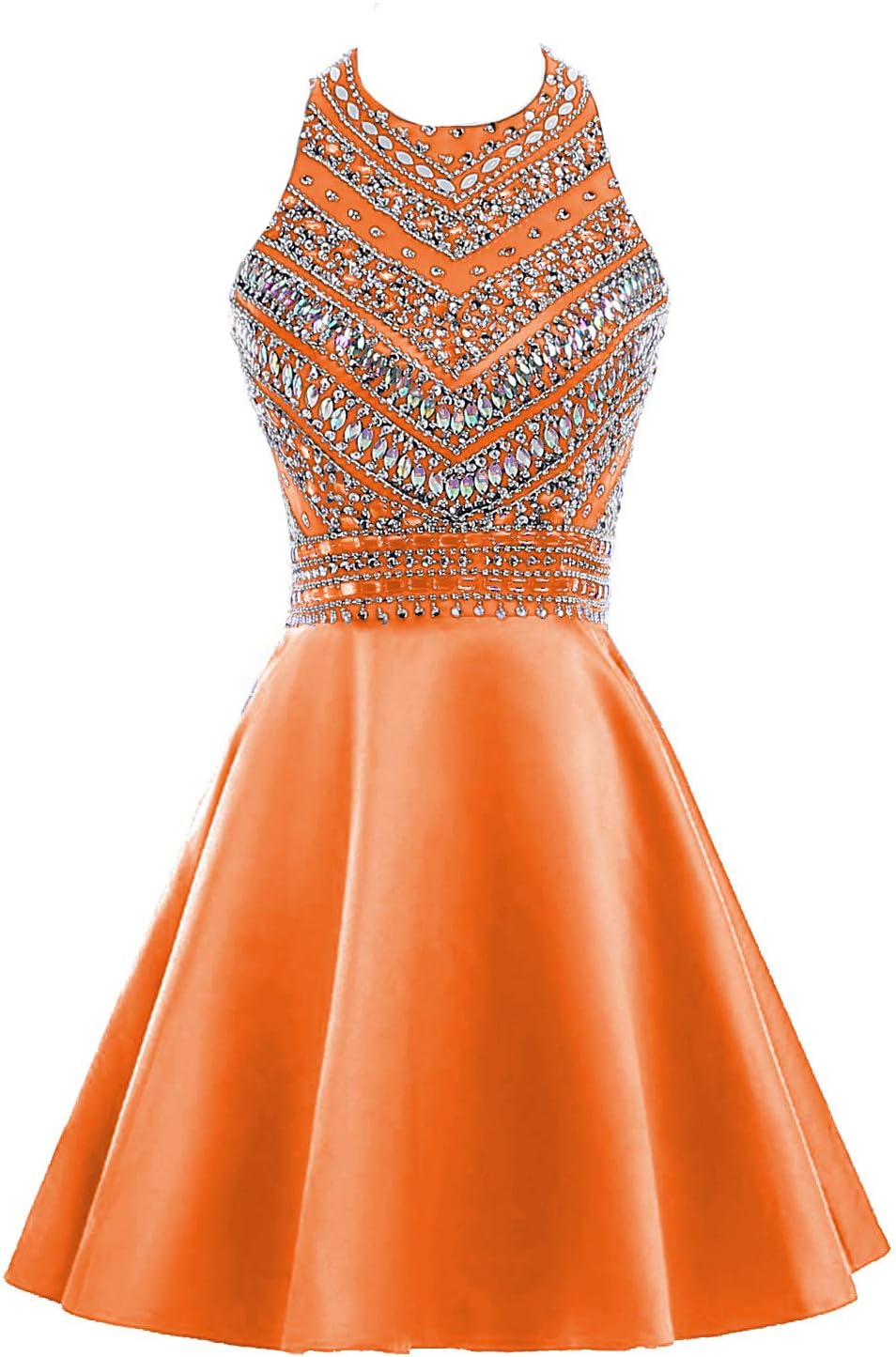 HEIMO Women's Sparkly Beaded Homecoming Dresses Sequined Prom Gowns Short H212