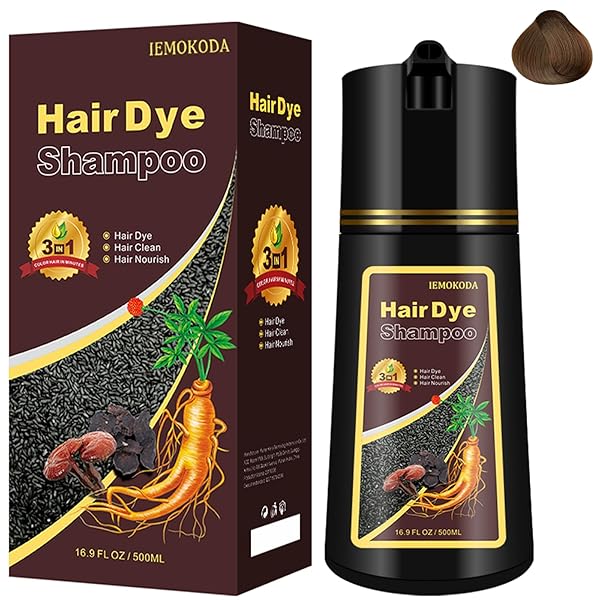 NCEPROHR DARK BROWN HAIR COLOR SHAMPOO 3 IN 1 FOR GRAY HAIR-HERBAL DARK BROWN HAIR DYE SHAMPOO FOR WOMEN & MEN, INSTANT HAIR SHAMPOO EASY TO USE & LONG LASTING BROWN SHAMPOO 500ML (DARK BROWN)
