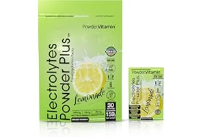 PowderVitamin Electrolytes Powder Plus, Keto, Lemonade, Zero Sugar, 1000mg Potassium, 120mg Calcium, 120mg Magnesium, Non-GMO, Zero Calories, 30 Hydration Packets