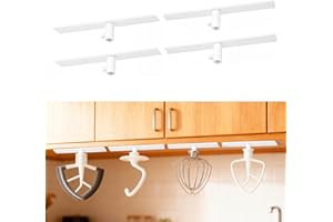 KIDOT 4 Pcs Stand Mixer Attachment Holders Compatible with Kitchen Aid Mixer Accessories, Mixer Beater Scraper Hanging Holders Storage Organizer, Securely Holds 4 Mixer Attachments Space Saver, White