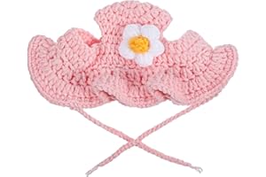 TEAAHA Charming Cat Hat Small Cartoon Themed Knit Cute Cats Bonnet Soft Festive Cats Costumes Halloween Christmas Holiday Party Clothes Head Wear Accessories for Puppy Cat Kitten Dogs Pets Animals (Pink)