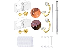 QWALIT Gold Earring Piercing Kit Ear Piercing Gun Disposable Ear Piercings Kit with Earrings Self Piercings Gun Kits at Home 