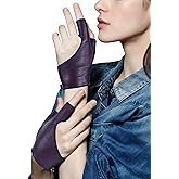 FIORETTO Womens Fingerless Leather Gloves Unlined Leather Driving Gloves Dancing Performance Punk Half Finger Gloves 160005