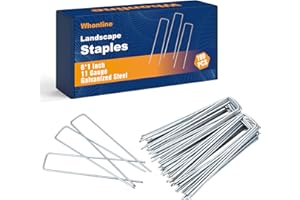 Whonline 100pcs Landscape Staples 6 Inch 11 Gauge Heavy Duty Galvanized Garden Stakes, Drip Irrigation Stakes for Securing Irrigation Tubing Fabric Weed Barrier Ground Sheets