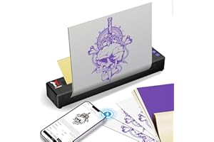 TATOPRT Wireless Tattoo Stencil Printer Machine, Rechargeable Tattoo Printer, Artists & Beginner Friendly, Tattoo Thermal Copier Tattoo Printer Compatible with Android, iOS & Windows, 10pcs Transfer Pape Free