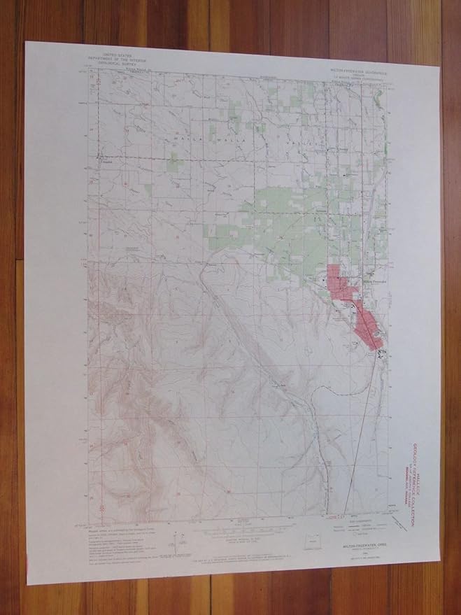 MiltonFreewater Oregon 1965 Original Vintage USGS Topo Map