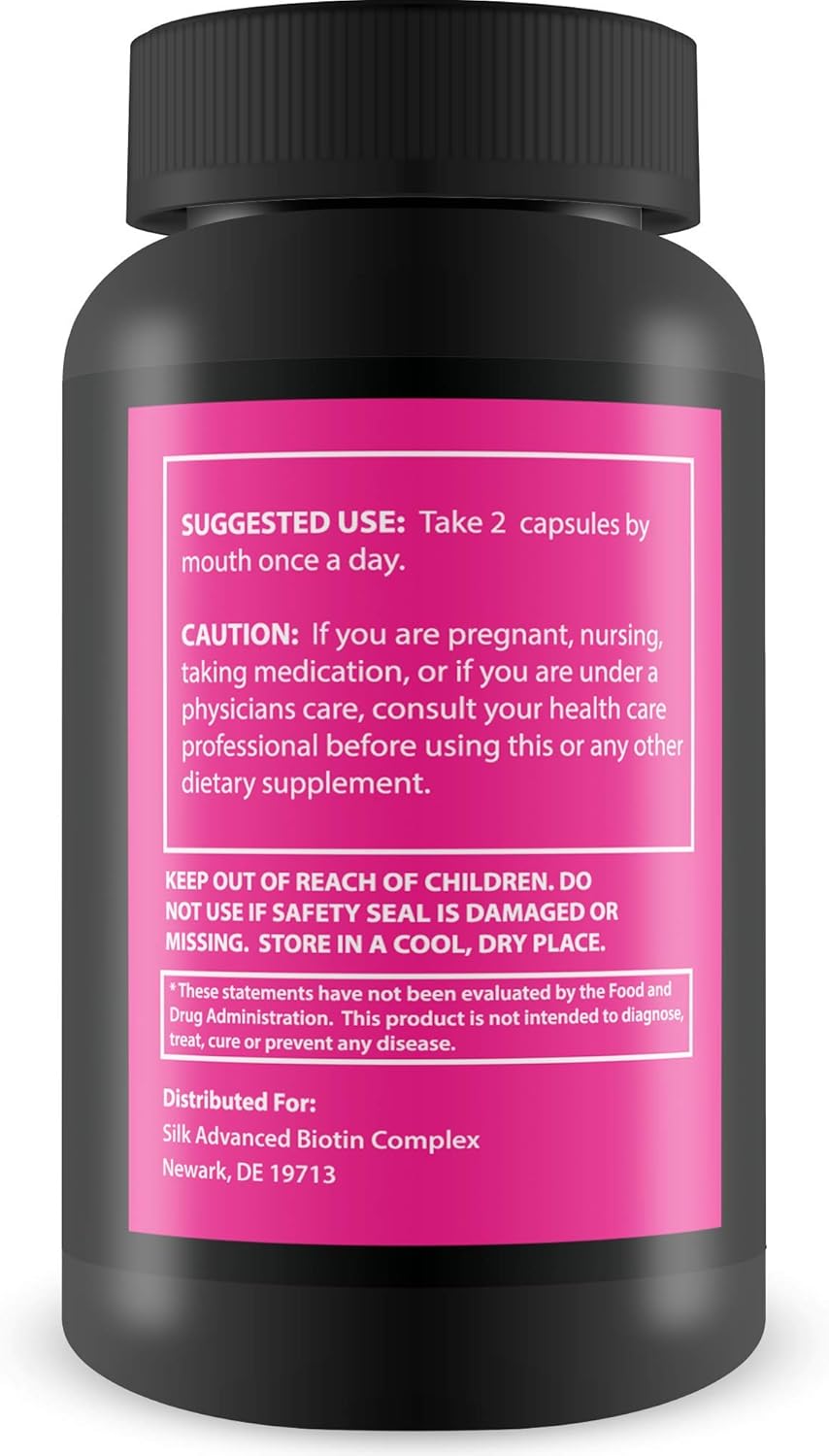 Amazon Com Silk Advanced Biotin Complex Promotes Stronger Longer Hair Healthier Skin Ultimate Nail Strength 240ct Health Personal Care