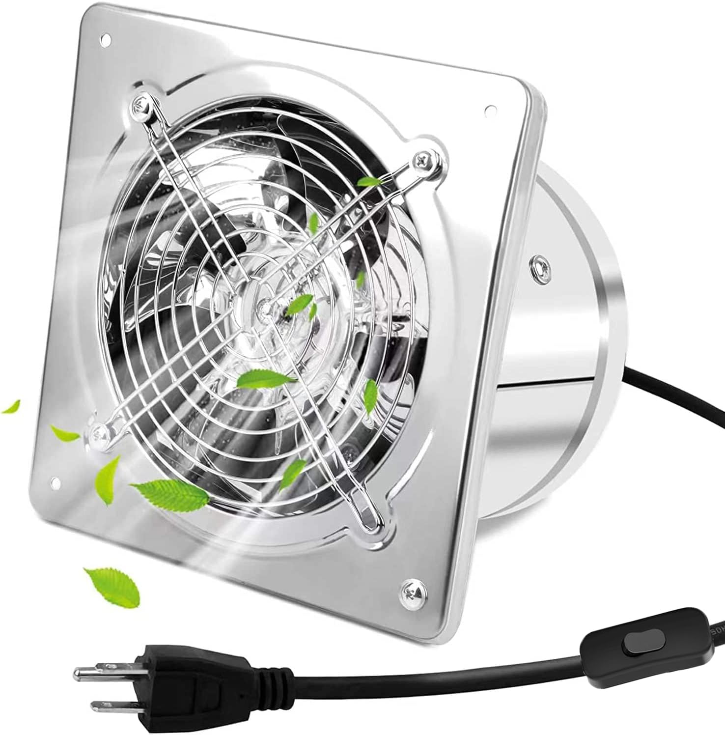 Photo 1 of BEVISKkki 8 Inch Kitchen Exhaust Fan w/Switch and Plug 735CFM Powerful Bathroom Exhaust Fan Ceiling and Wall Mounted Extractor Ventilation Fan Blower Window Fan for Attic Garage Basement Chicken Coop