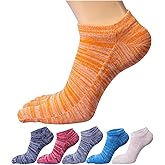 HONOW Women's Low Cut Toe Socks Ankle Cotton Running Socks(Pack of 5/6)