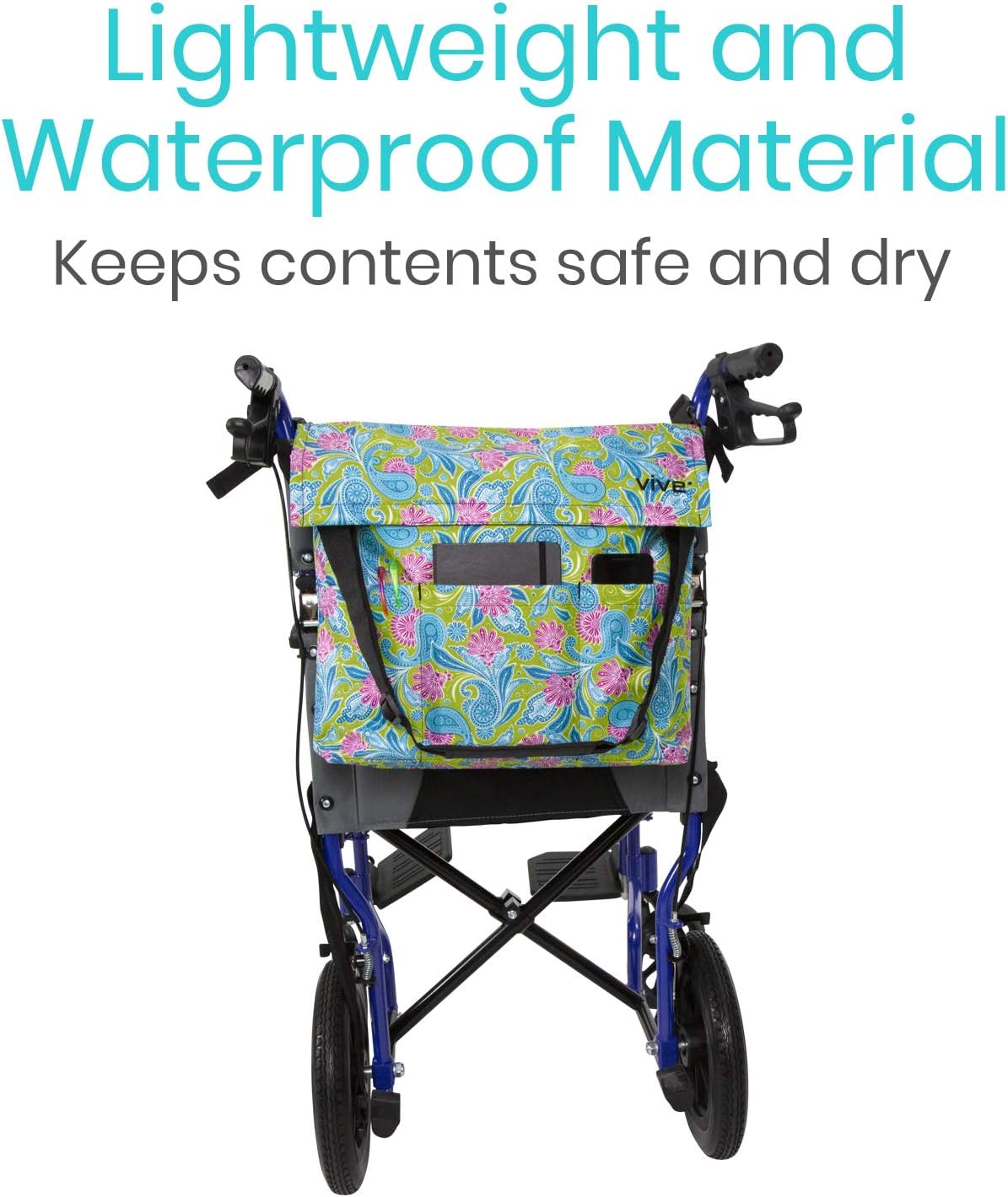 Vive Wheelchair Bag - Wheel Chair Storage Tote Accessory for Carrying Loose Items and Accessories - Travel Messenger Backpack for Men, Women, Handicap, Elderly - Accessible Pouch and Pockets: Health & Personal Care