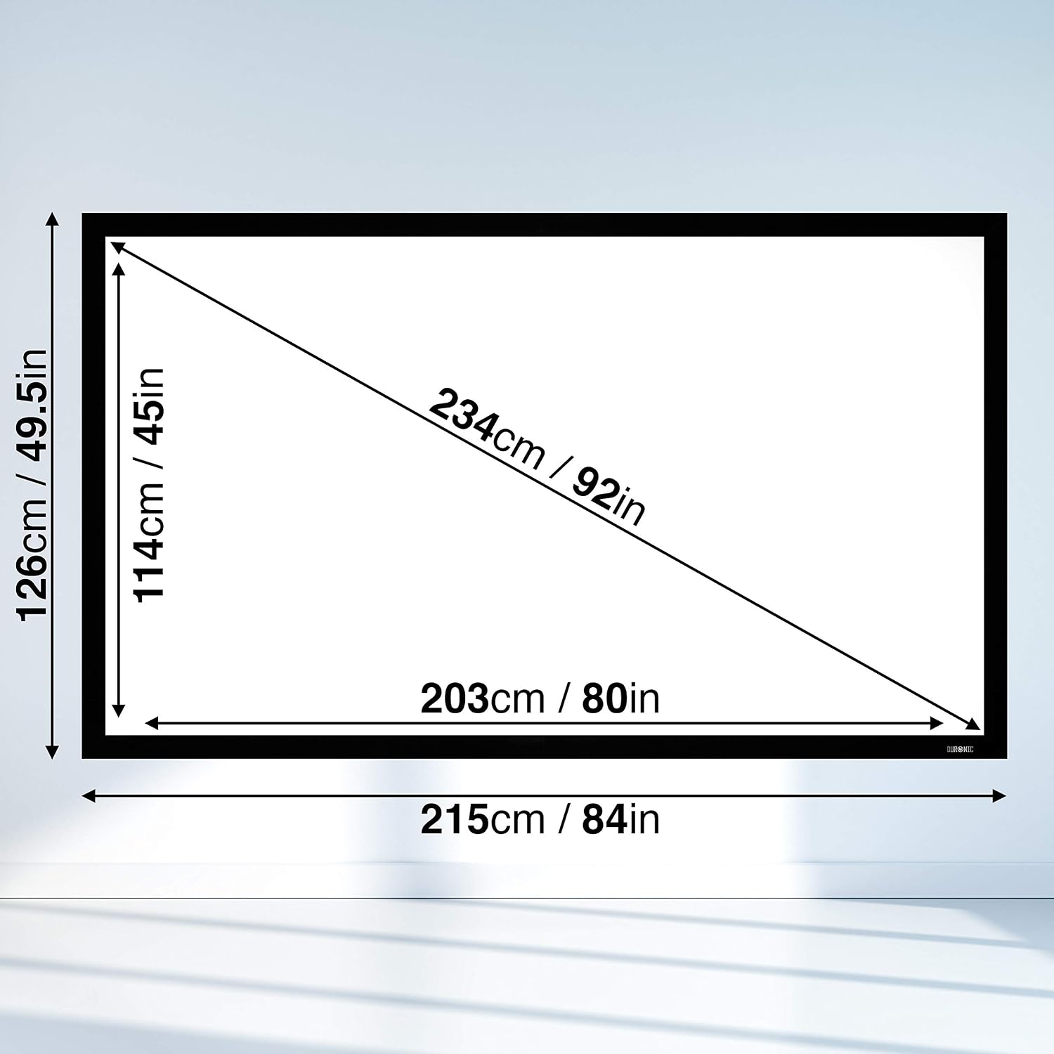 Duronic Projector Screen FFPS92/169 Wall Mountable HD Projection Screens, 92” Fixed Frame Movie Screen - Image 3