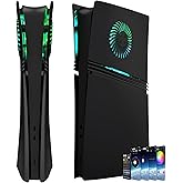 Cover Plates for PS5 Pro Digital Edition with RGB Light Strip and Dust Filter with Cooling Vents DOBEWINGDELOU 400+ Effects LED Light Ring Console Face Plate Cover DIY Decoration Kit Accessorie Black
