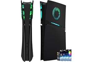 Cover Plates for PS5 Pro Digital Edition with RGB Light Strip and Dust Filter with Cooling Vents DOBEWINGDELOU 400+ Effects LED Light Ring Console Face Plate Cover DIY Decoration Kit Accessorie Black