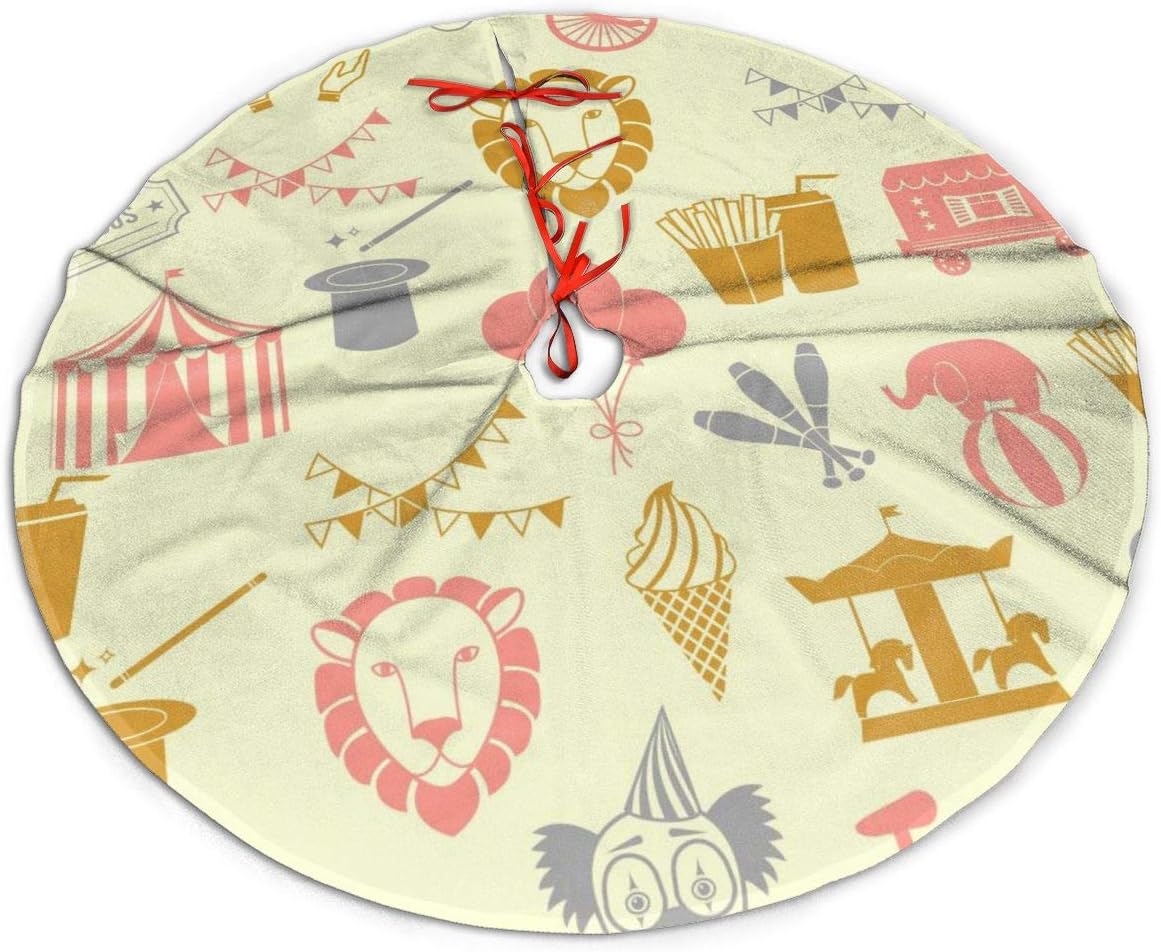 Amazon Com Sbbrccgf Circus Pattern Christmas Tree Skirt Xmas Holiday Decoration Home Party Trees Dress Ornaments Home Kitchen