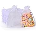 Hopttreely 100pcs Organza Bags, White 4x6(10X15CM) Satin Drawstring Organza Pouch Wedding Party Favor Gift Bag Jewelry Watch Bags