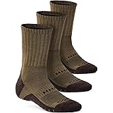 CQR 3 Pack Men and Women Wool Hiking Mid Calf Crew Socks, Moisture Wicking Breathable Outdoor Tactical Cushion boot Socks