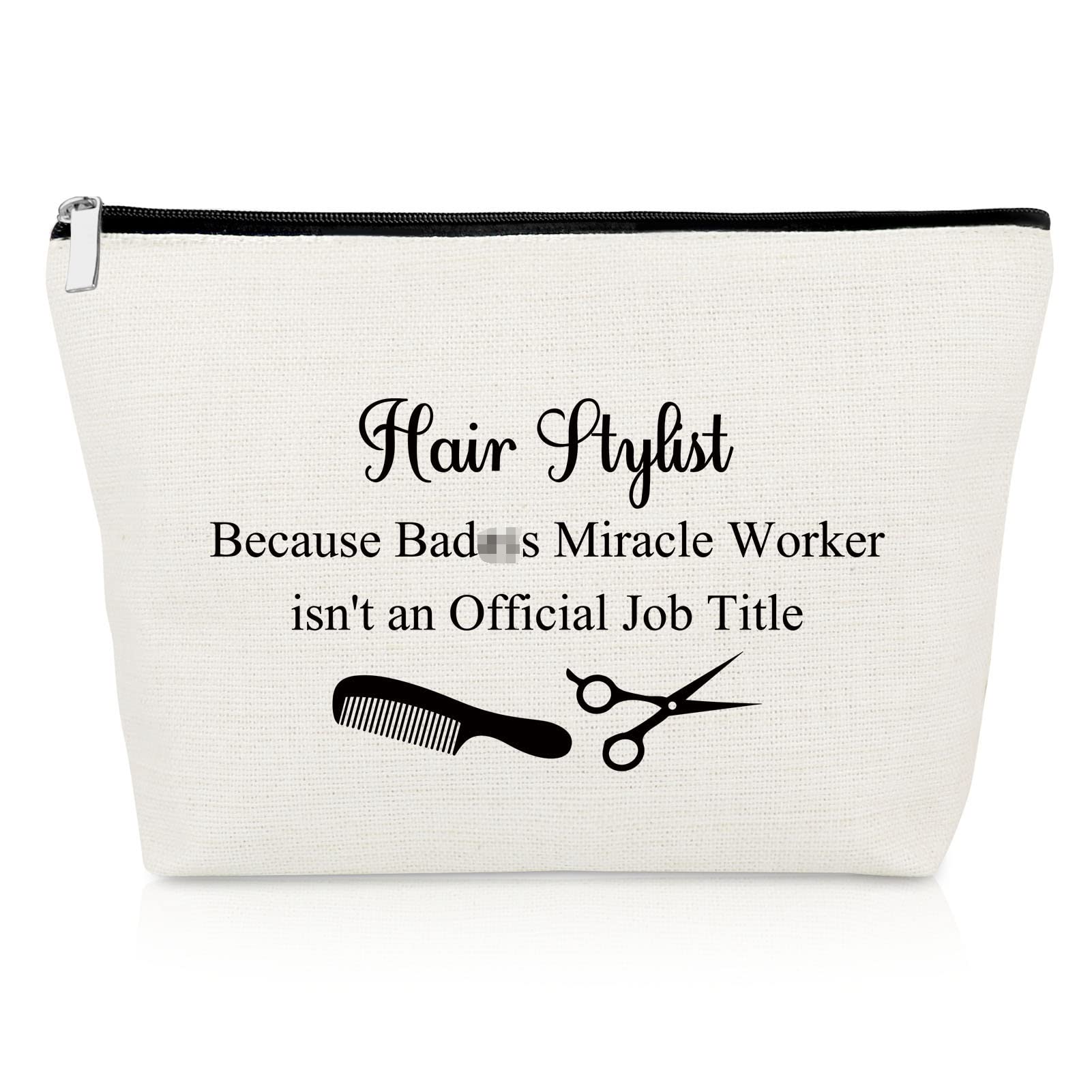 Funny Hair Stylist Gifts Makeup Bag Hairdresser Gifts for Women Hair Stylist Appreciation Cosmetic Bag Cosmetology School Graduation Present for Salon Friend Christmas Thank You Cosmetic Pouch