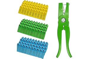 JUNNIU PAULOZYN 300PCS Livestock Goat Ear Tags Labels for Sheep Pig Livestock Dog Animal Deer Farm Horse Cow Cattle, with 1PCS Ear Tags Applicator, 001-100 Number