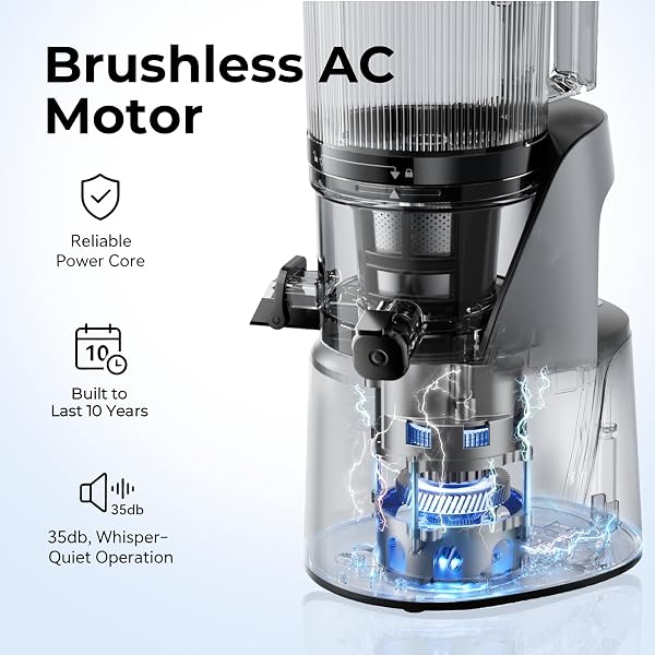 EANORUUS JUICER MACHINES, 3-IN-1 COLD PRESS JUICER WITH 6.5″ EXTRA LARGE CHUTE, 100OZ LARGE CAPACITY, AC MOTOR, MAKES JUICE, NUT MILK & SORBET, PREMIUM GRAY