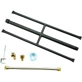 Americangaslogs Rectangular Gas Fire Pit and Gas Fireplace H-Burner H Burner with 3 Pipes (18 Inch) Patent Applied