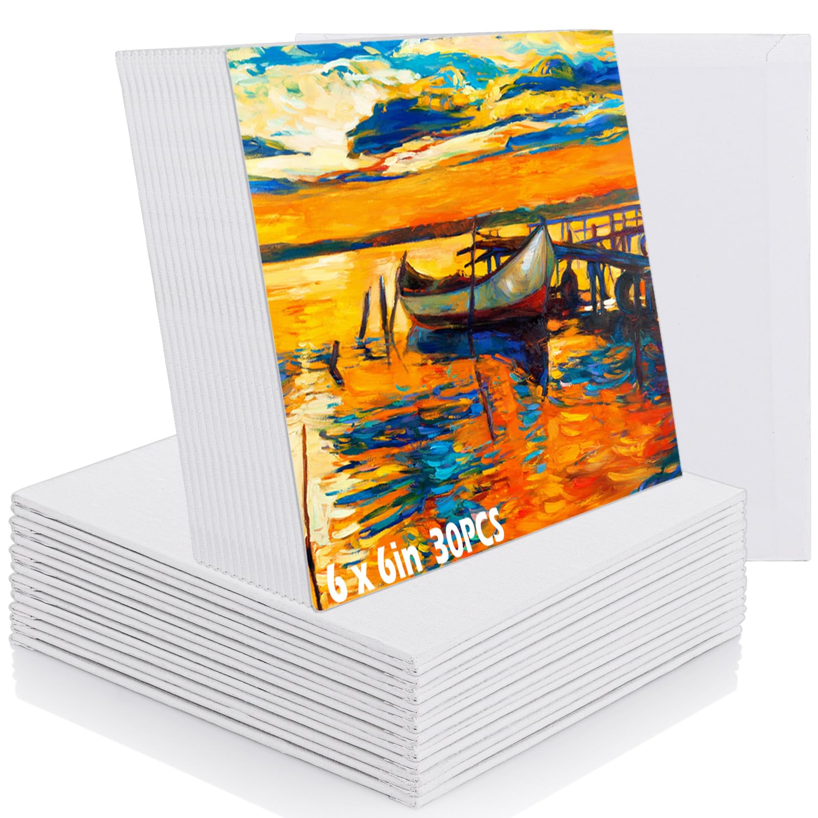 APACALI 30PCS Canvas for Painting 15 x 15cm, 6 x 6inch Mini Canvas, Blank Canvases for Art, Small Canvases for Painting, Blank Canvases for Painting, Sketching, Drawing, 3mm Thickness, White