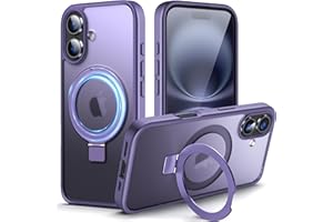 DASFOND Mag-Stand Designed for iPhone 16 Case, Upgraded [All-in-1] [Compatible with MagSafe] Invisible Ring Kickstand Transpa