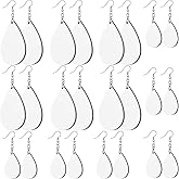 Yaomiao 48 Pcs Sublimation Blanks Earrings Unfinished Wooden Earrings Teardrop Pendant with Earring Hooks DIY Kit for Jewelry Making Craft Include 2 Sizes