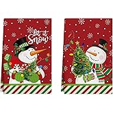 XCHI Snowman Winter Kitchen Towels Christmas Dish Towels 18x26 Inch Xmas Home Kitchen Decorations Hand Towels Set of 2 Drying Dishcloth