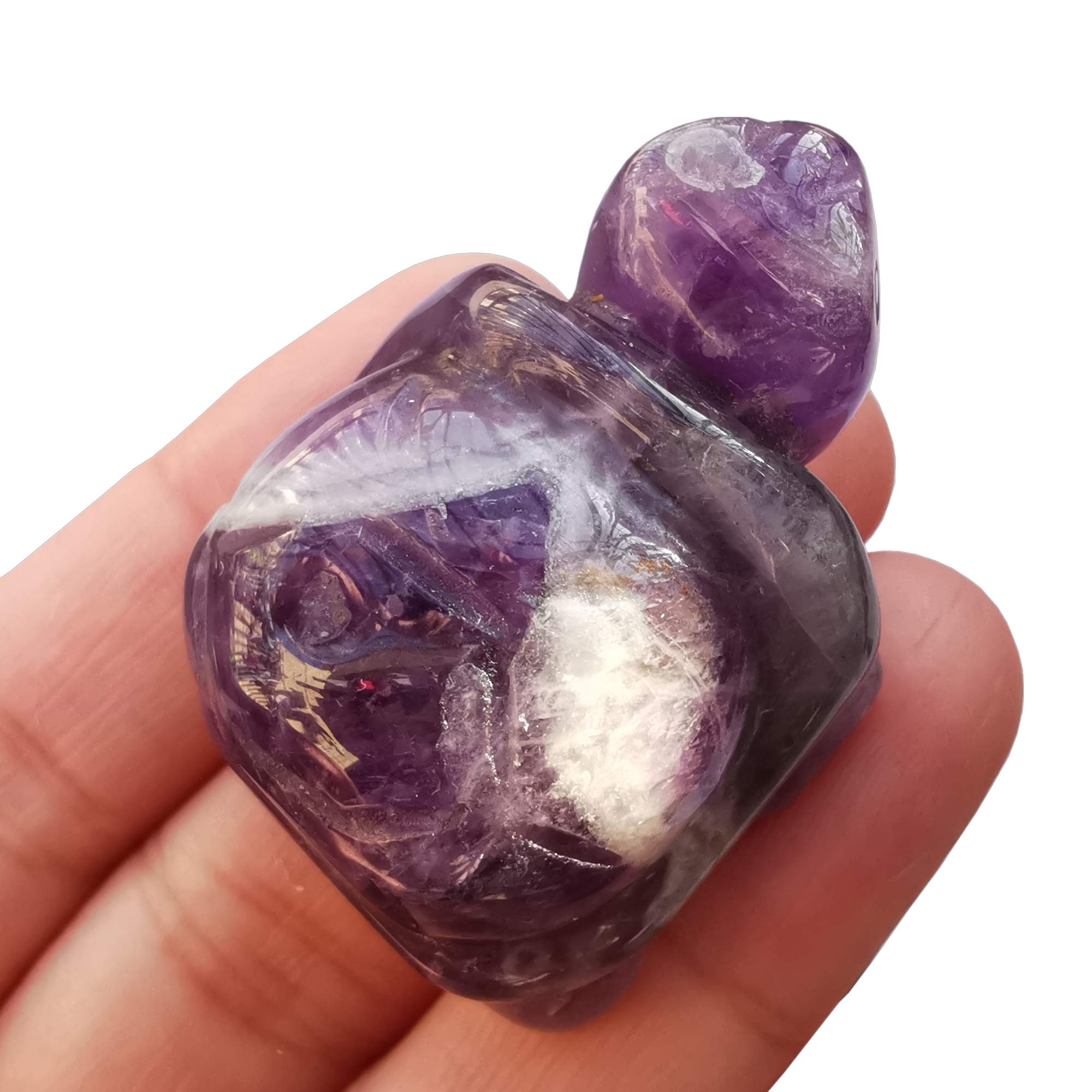Manekieko Natural Amethyst Tortoise Crystals and Healing Stones, 35mm Carved Animal Collectible Sculpture Fengshui Healing Crystal